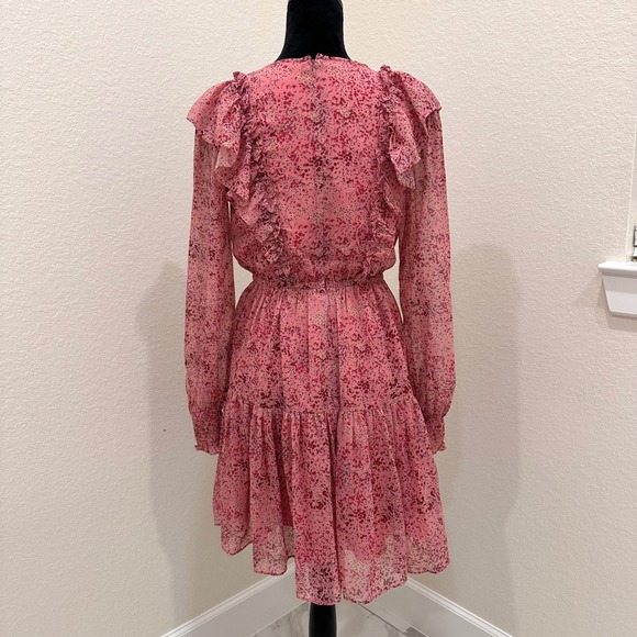 Rachel Parcell Pink Chiffon Ruffle Long Sleeve Sheer Dress Women's XS - Picture 5 of 9
